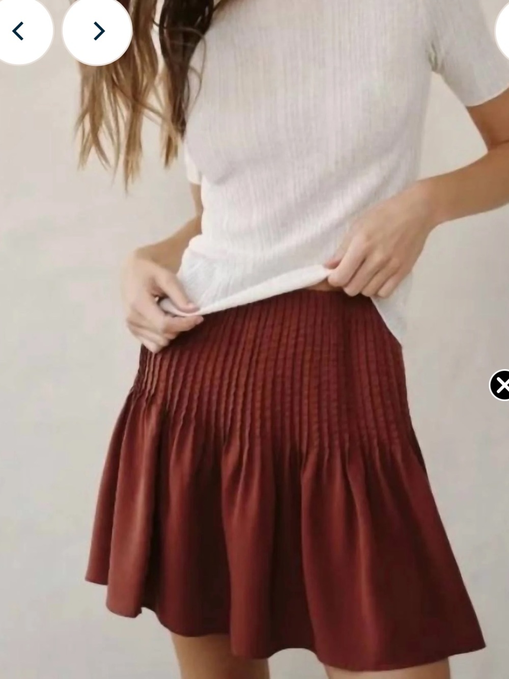 Bella Dahl NWOT Size Medium Pintuck Mini Skirt - Harvest Red